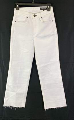 NWT Rag & Bone Womens White Pockets Mid-Rise Unhemmed Straight Leg Jeans Size 24