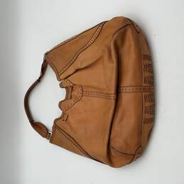 Cold Haan Womens Tan Swirl Pattern Leather Handle Zipper Pocket Hobo Bag Purse alternative image