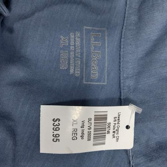 L.L. Bean Men's Blue Cotton SS Polo Shirt Size XL Reg NT image number 4
