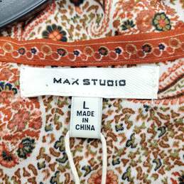 Max Studio Women Orange Paisley Blouse L NWT