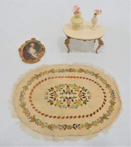 Vintage Spielwaren Szalasi Rococo Dollhouse Furniture Rug Table Picture Flower Vases