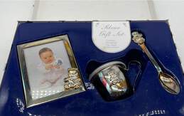 Silver Plated Teddy Embossed Spoon Cup & Rectangular Photo Frame Gift Set alternative image
