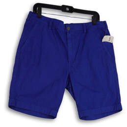 NWT Mens Blue Flat Front Slash Pocket Chino Shorts Size 35W