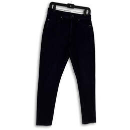 Womens Blue Denim Dark Wash Pockets Regular Fit Skinny Leg Jeans Size 29