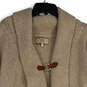 Womens Brown Long Sleeve Collared Tight-Knit Cardigan Sweater Size Medium image number 3