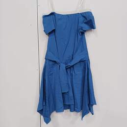 Halston Heritage Women's Blue Off the Shoulder Poplin Dress Size 2 NWt