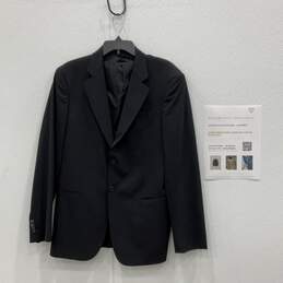 Giorgio Armani Mens Black Notch Lapel Long Sleeve Two-Button Blazer Sz 50 W/COA