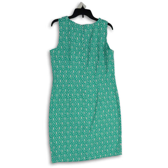 Womens Green Geometric Sleeveless Round Neck Sheath Dress Size 12 image number 2
