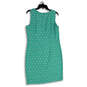 Womens Green Geometric Sleeveless Round Neck Sheath Dress Size 12 image number 2