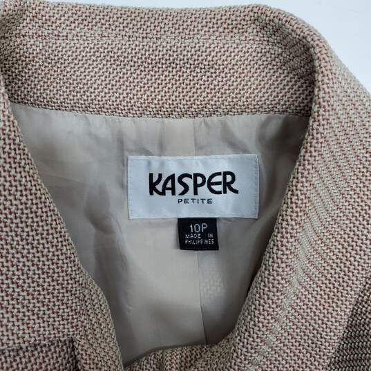 Kasper Petite Tan Button Blazer Jacket Women's Size 10P image number 3