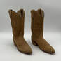 Womens Tan Suede Pointed Toe Mid Calf Cowgirl Western Boots Size 7M image number 3