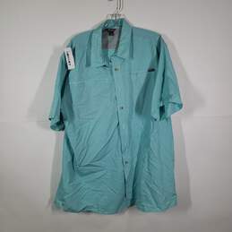 Mens Check Collared Short Sleeve Chest Pockets Button-Up Shirt Size TXL