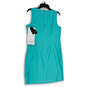 NWT Womens Blue Sleeveless Round Neck Knee Length Sheath Dress Size 12 image number 2