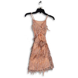 Womens Pink Lace Fringe Sleeveless Backless Bodycon Dress Size Medium alternative image