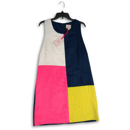 NWT Womens Multicolor Colorblock Sleeveless Scoop Neck A-Line Dress Size 10