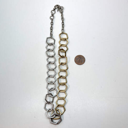Designer Lucky Brand Two-Tone Hexagon Bee Hive Link Chain Necklace image number 1