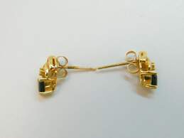 14K Yellow Gold Heart Sapphire & Round Diamond Accent Post Earrings 1.4g
