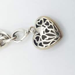 Sterling Silver Rolo Chain Diamond Heart Charm Bracelet 15g alternative image