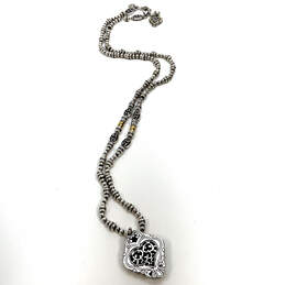 Designer Brighton Silver-Tone Chain Lobster Clasp Black Pendant Necklace alternative image