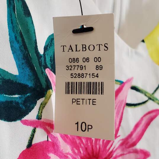 Talbots Women White Floral/Fruit Print Dress Sz10P NWT image number 5