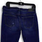 Womens Blue Denim Distressed Dark Wash Stretch Pockets Straight Jeans Sz 8 image number 4
