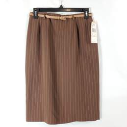 Anne Klein Women Brown Stripe Mini Skirt NWT sz 2