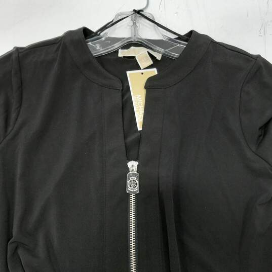 Michael Kors Black Long Sleeve Zip Up And Tie Dress Size XS NWT image number 4