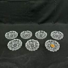 Set of 7 Anchor Hocking Early American Prescut Glass Ash Trays/Coasters