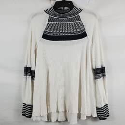 Free People Women Black & White Sweater Blouse XS