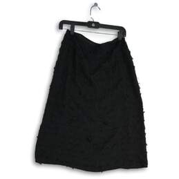 Isda & Co. Womens Black Silk Flat Front Pull-On Midi A-Line Skirt Size 8 alternative image
