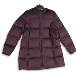 Womens Purple Long Sleeve Hooded Full-Zip Puffer Jacket Size XXL