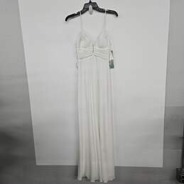 White Sleeveless V Neck Gown alternative image