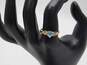 10K Yellow Gold Blue Topaz Heart CZ Accent Side Stones Ring 1.8g image number 1