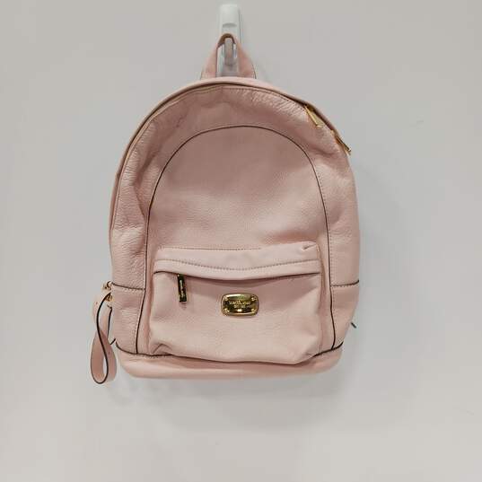 Michael Kors Pink Pebble Leather Backpack Gold Hardware image number 1