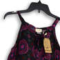 NWT Womens Black Medallion Floral Sleeveless Tie Neck Blouse Top Size Small image number 3