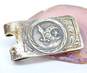 Vintage Taxco Mexico 925 Freemason Sword Moon & Star Etched Filigree Money Clip 20.8g image number 3
