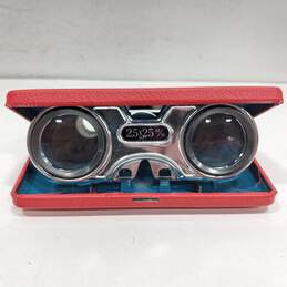 Vintage Red Sports Glass 2.5X Opera Glasses In Bottom Half of Box alternative image