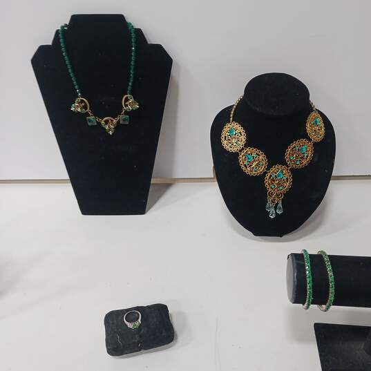 Bundle of Assorted Green Fashion Jewelry image number 1
