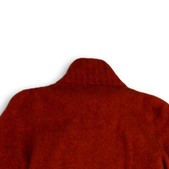 Womens Orange 1/4 Zip Mock Neck Long Sleeve Pullover Sweater Size M image number 3