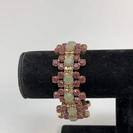 Designer J. Crew Gold-Tone Red Green Crystal Cut Stone Bangle Bracelet