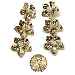 Designer J. Crew Gold-Tone Fashionable Faux Pearl Floral Dangle Earrings alternative image
