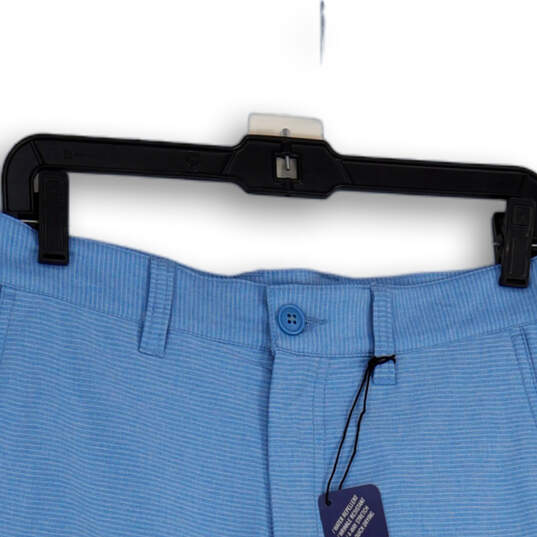 NWT Mens Blue Striped Flat Front Slash Pocket Chino Shorts Size 30 image number 3