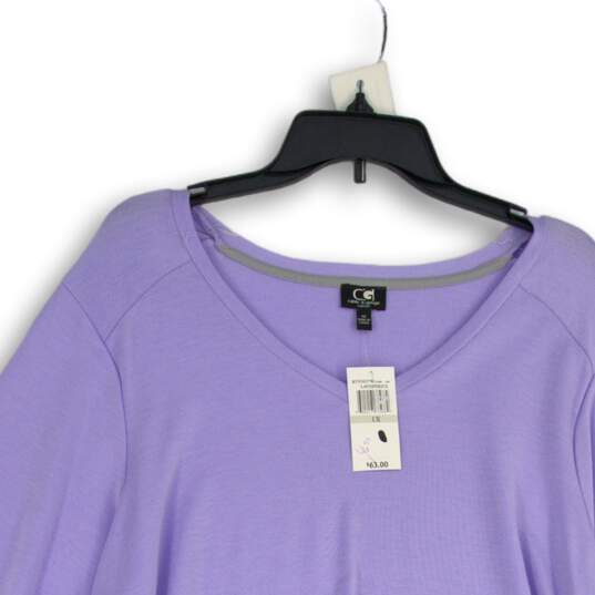 NWT Womens Lavender Scoop Neck Long Sleeve Pullover Blouse Top Size 1X image number 3