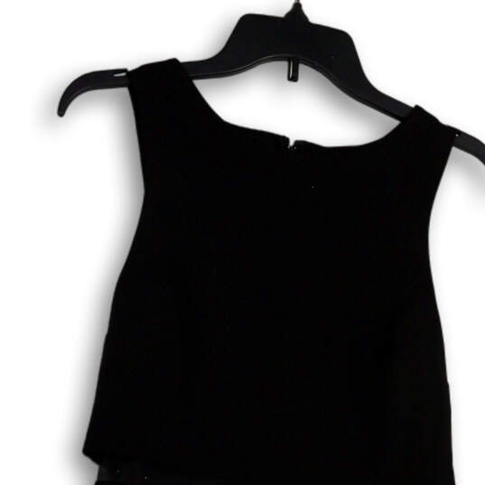 Womens Black Purple Sleeveless Round Neck Back Zip Fit & Flare Dress Size 3 image number 3