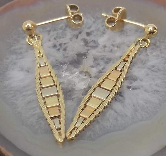 14K Tri Color Gold Dangle Earrings 3.3g image number 5