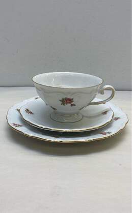3 Bavaria West Germany Elfenbein Rose Patten Tea Cup Saucer Plate Set alternative image