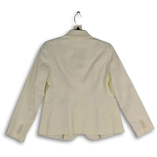 NWT Womens White Peak Lapel Long Sleeve Flap Pocket One Button Blazer Sz 4P image number 2