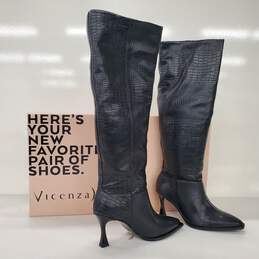 Vicenza Women's Soft Black Leather High Heel Boots Size 6