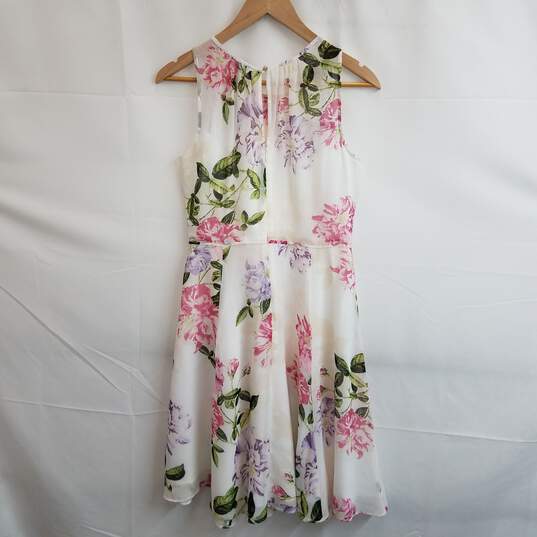 Ann Taylor factory white floral fit and flare dress 8 petite nwt image number 2