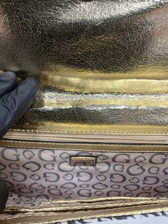 Guess Zebra Print Jeweled Clutch Fold Over Purse Bag image number 4